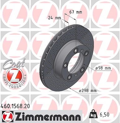 Zimmermann 1x Bremsscheibe Vorderachse Links [Hersteller-Nr. 460.1568.20] für Porsche