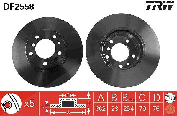 Trw Bremsscheibe [Hersteller-Nr. DF2558] für BMW