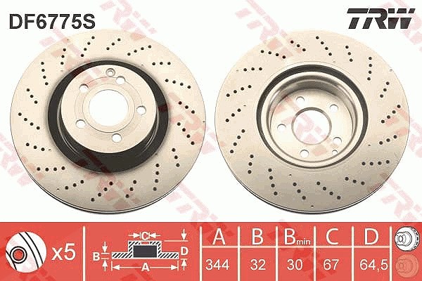 Trw 1x Bremsscheibe [Hersteller-Nr. DF6775S] für Mercedes-Benz