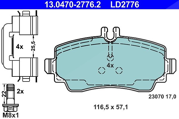 Ate CERAMIC Bremsbelagsatz vorne [Hersteller-Nr. 13.0470-2776.2] für Mercedes-Benz