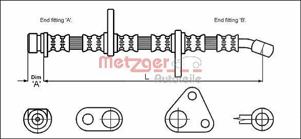 Metzger Autoteile Bremsschlauch [Hersteller-Nr. 4113501] für Honda