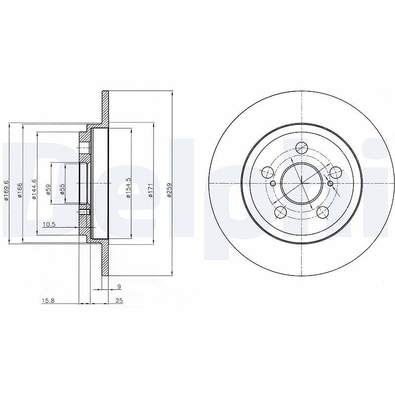 Delphi Bremsscheibe [Hersteller-Nr. BG4272] für Toyota