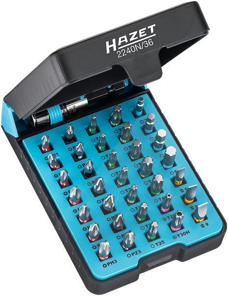 Hazet Bit Satz - PZ, Sechskant, PH, TORX®, Schlitz - 36-tlg. [Hersteller-Nr. 2240N/36]