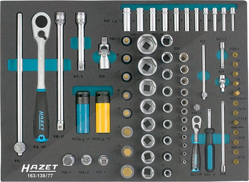 Hazet Steckschlüssel Satz - Sechskant, TORX®, PH, PZ, Schlitz -77-tlg. [Hersteller-Nr. 163-138/77]