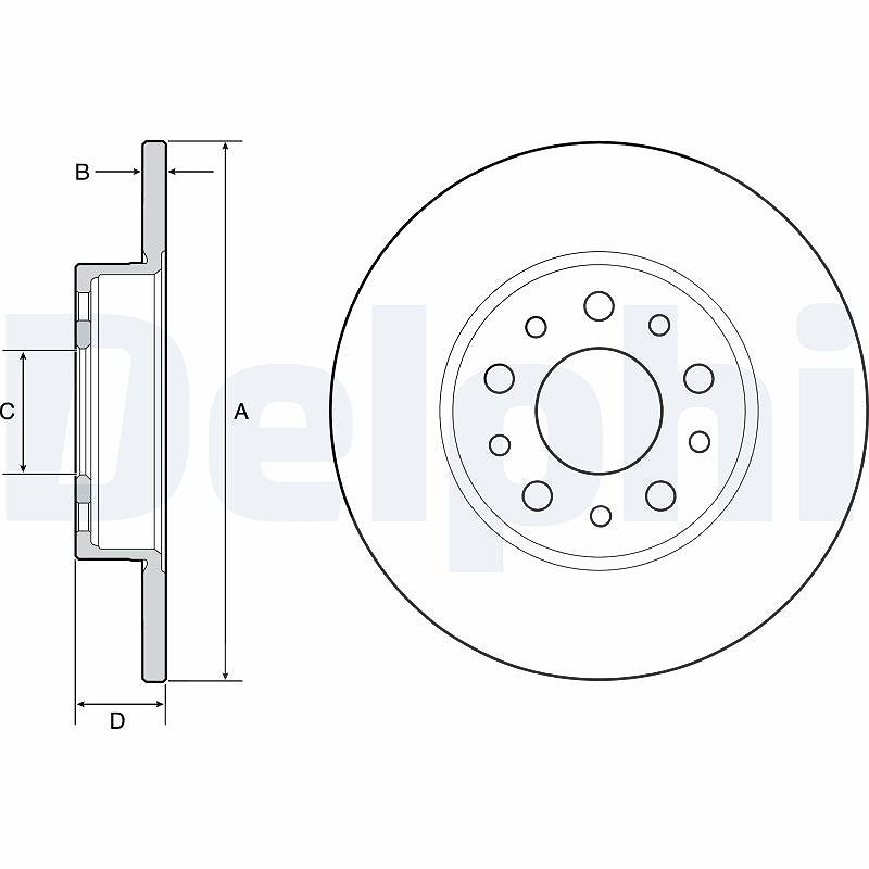 Delphi Bremsscheibe [Hersteller-Nr. BG4655C] für Fiat