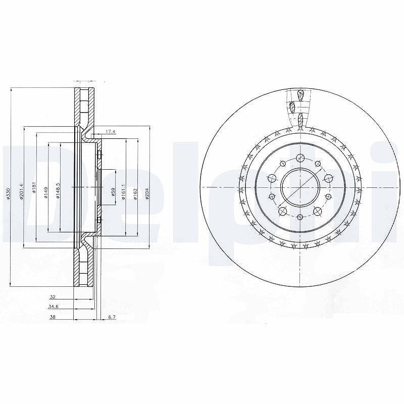 Delphi Bremsscheibe Vorne, Belüftet, Stück Größe 1 Bg9843 - Bild 3
