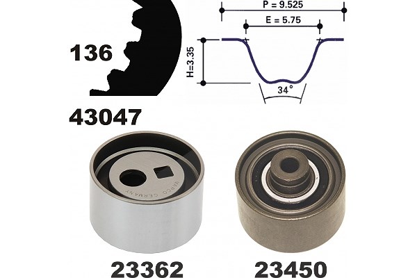 Mapco Zahnriemensatz [Hersteller-Nr. 23435] für Fiat, Peugeot, Lancia, Citroën