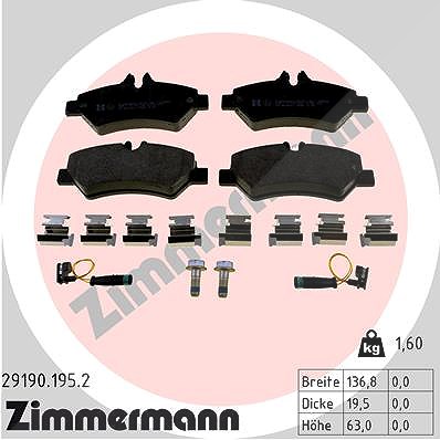 Zimmermann Bremsbelagsatz, Scheibenbremse [Hersteller-Nr. 29190.195.2] für Mercedes-Benz