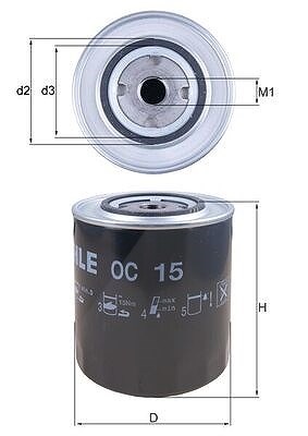 Mahle Ölfilter [Hersteller-Nr. OC15] für Fiat
