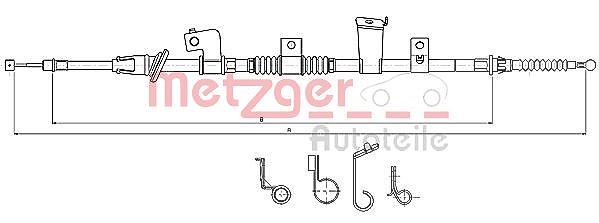 Metzger Autoteile Seilzug, Feststellbremse [Hersteller-Nr. 17.2301] für Citroën, Mitsubishi