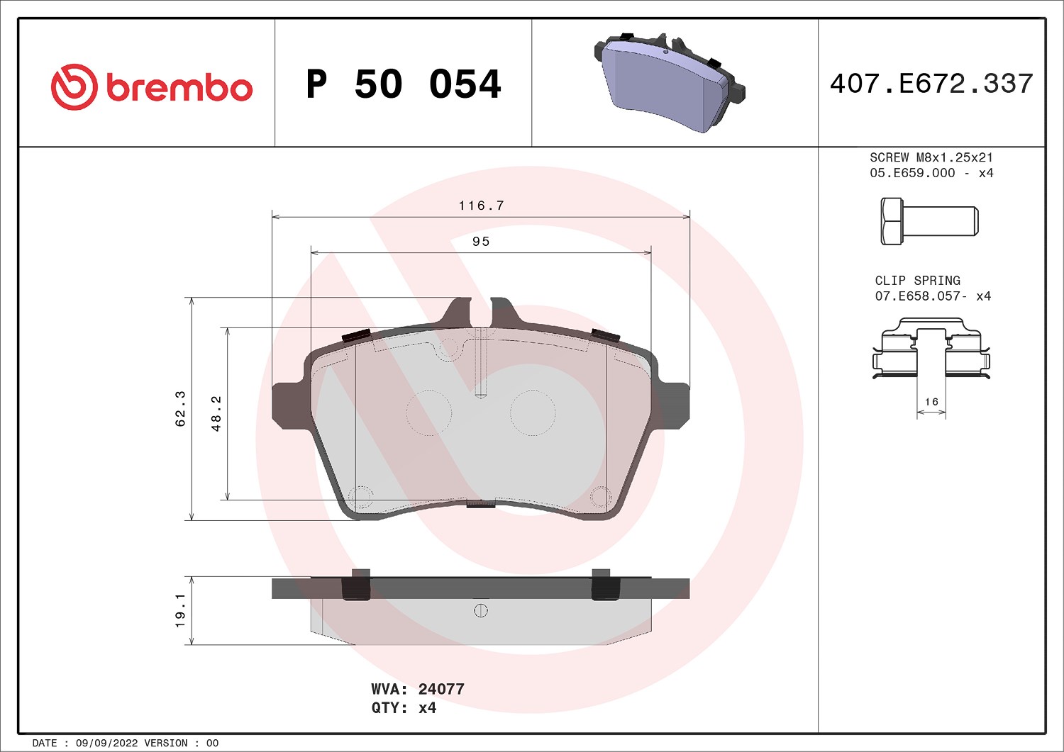 Brembo Bremsbelagsatz, Scheibenbremse [Hersteller-Nr. P50054] für Mercedes-Benz