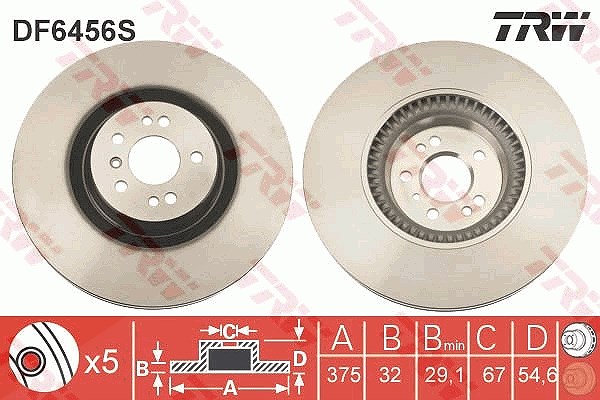 Trw 1x Bremsscheibe [Hersteller-Nr. DF6456S] für Mercedes-Benz
