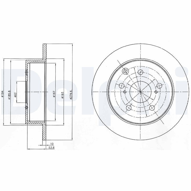 Delphi Bremsscheibe [Hersteller-Nr. BG4303] für Toyota