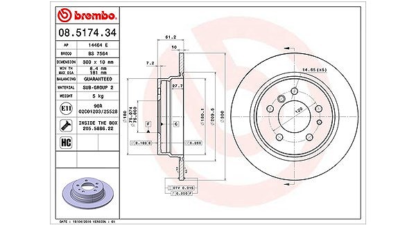 Magneti Marelli Bremsscheibe [Hersteller-Nr. 360406015600] für BMW