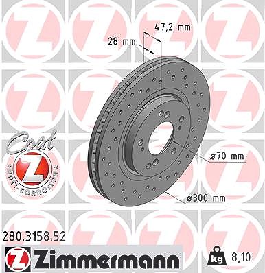 Zimmermann Bremsscheibe [Hersteller-Nr. 280.3158.52] für Honda