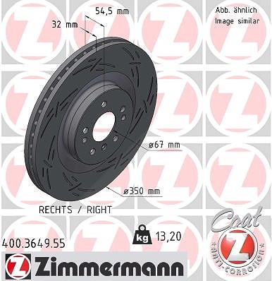Zimmermann 1x Bremsscheibe Vorderachse Rechts [Hersteller-Nr. 400.3649.55] für Mercedes-Benz