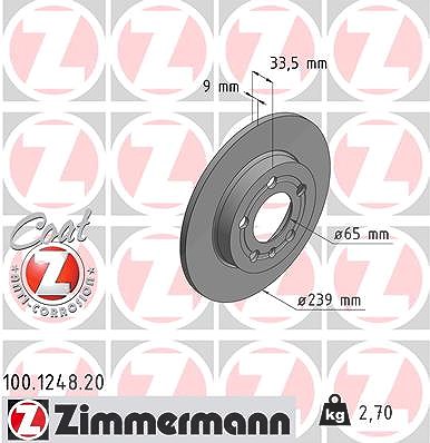 Zimmermann Bremsscheibe [Hersteller-Nr. 100.1248.20] für VW, Skoda, Audi