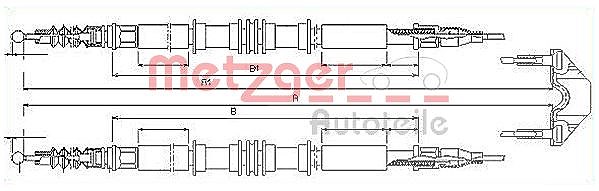Metzger Autoteile Handbremsseil hinten links + rechts [Hersteller-Nr. 11.5858] für Opel