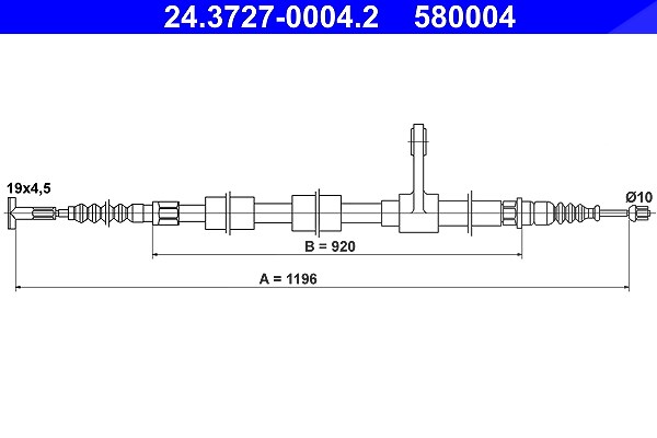 Ate Seilzug, Feststellbremse [Hersteller-Nr. 24.3727-0004.2] für Alfa Romeo
