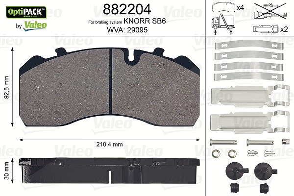 Valeo Bremsbelagsatz, Scheibenbremse [Hersteller-Nr. 882204] für Mercedes-Benz, Man, Iveco