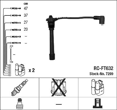 Ngk Zündleitungssatz [Hersteller-Nr. 7209] für Lancia, Fiat