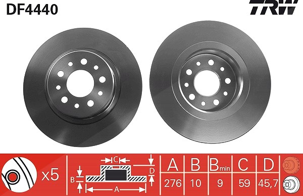 Trw Bremsscheibe [Hersteller-Nr. DF4440] für Alfa Romeo