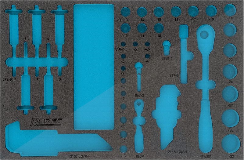 Hazet 2-Komponenten Weichschaum-Einlage - leer - für 163-466/106 [Hersteller-Nr. 163-466L]