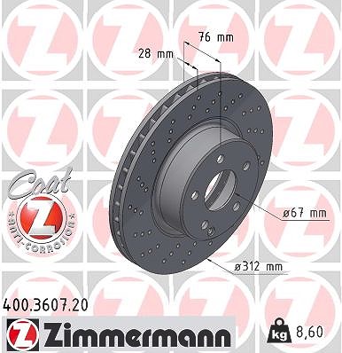 Zimmermann Bremsscheibe [Hersteller-Nr. 400.3607.20] für Mercedes-Benz