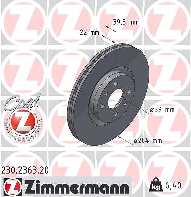 Zimmermann Bremsscheibe [Hersteller-Nr. 230.2363.20] für Lancia, Alfa Romeo, Fiat