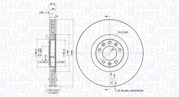 Magneti Marelli Bremsscheibe [Hersteller-Nr. 360406117101] für Peugeot