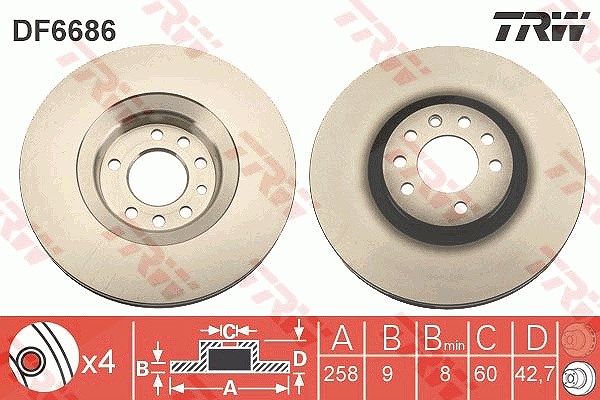 Trw Bremsscheibe [Hersteller-Nr. DF6686] für Suzuki
