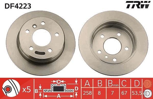 Trw Bremsscheibe Hinterachse VOLL [Hersteller-Nr. DF4223] für Mercedes-Benz