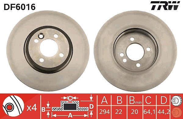 Trw Bremsscheibe [Hersteller-Nr. DF6016] für Mini