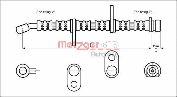 Metzger Autoteile Bremsschlauch [Hersteller-Nr. 4113605] für Honda