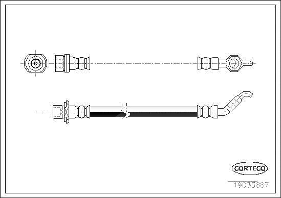 Corteco Bremsschlauch ERSTAUSRÜSTERQUALITÄT [Hersteller-Nr. 19035887] für Toyota