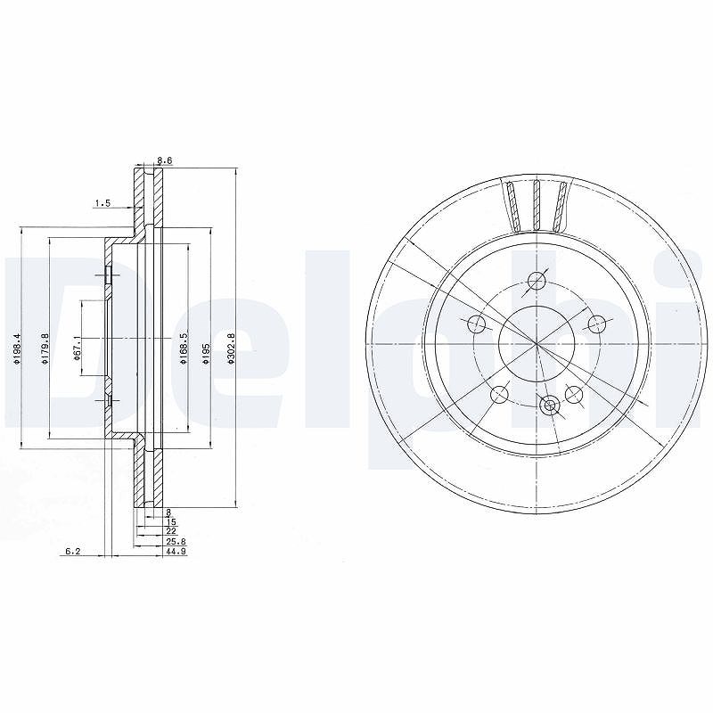 Delphi Bremsscheibe [Hersteller-Nr. BG3397] für Mercedes-Benz