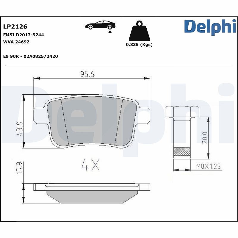 Delphi Bremsbelagsatz, Scheibenbremse [Hersteller-Nr. LP2126] für Mercedes-Benz, Nissan, Renault