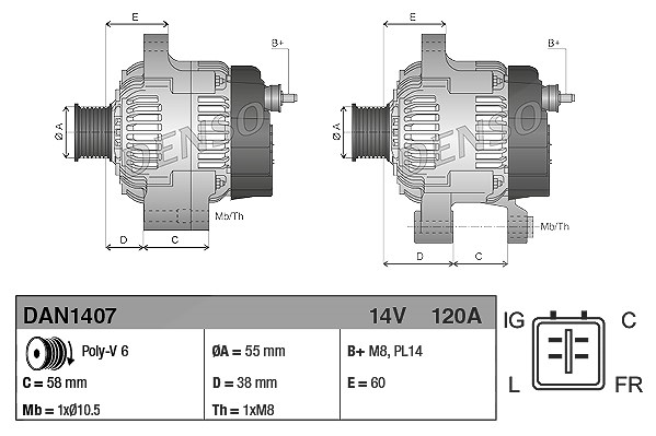 Denso Generator [Hersteller-Nr. DAN1407] für Jaguar
