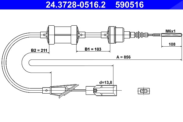 Ate Seilzug, Kupplungsbetätigung [Hersteller-Nr. 24.3728-0516.2] für Fiat, Lancia