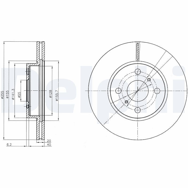 Delphi Bremsscheibe [Hersteller-Nr. BG4274] für Toyota
