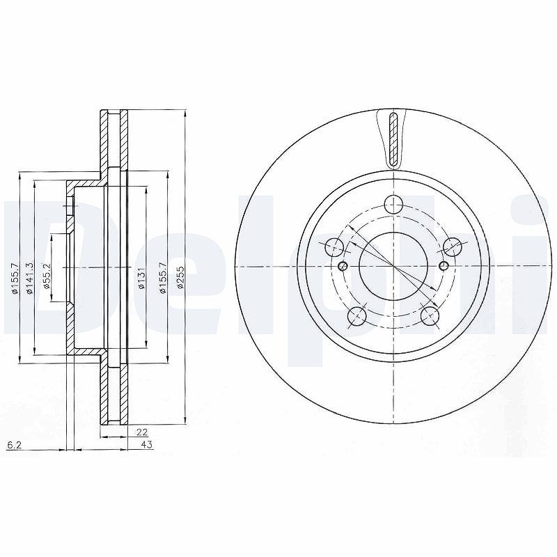 Delphi Bremsscheibe [Hersteller-Nr. BG4269] für Toyota