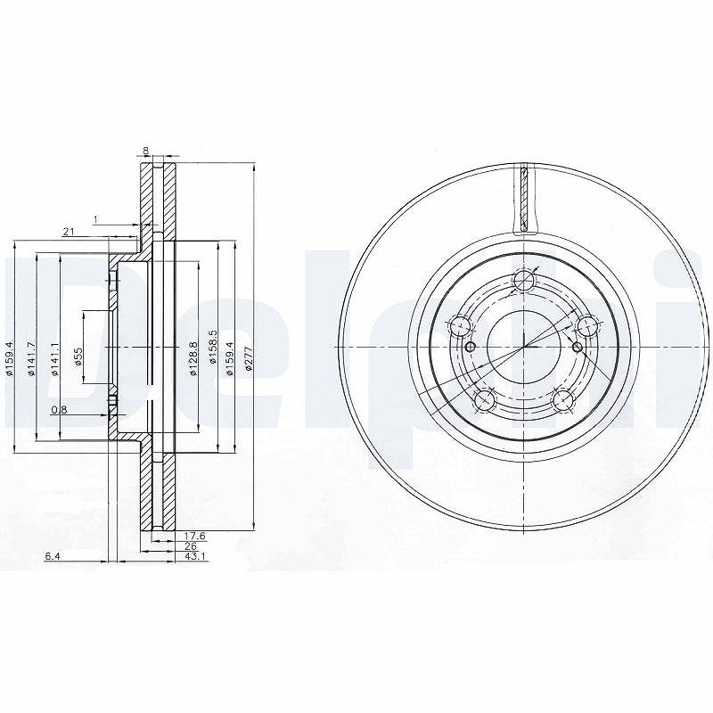 Delphi Bremsscheibe [Hersteller-Nr. BG3913] für Toyota