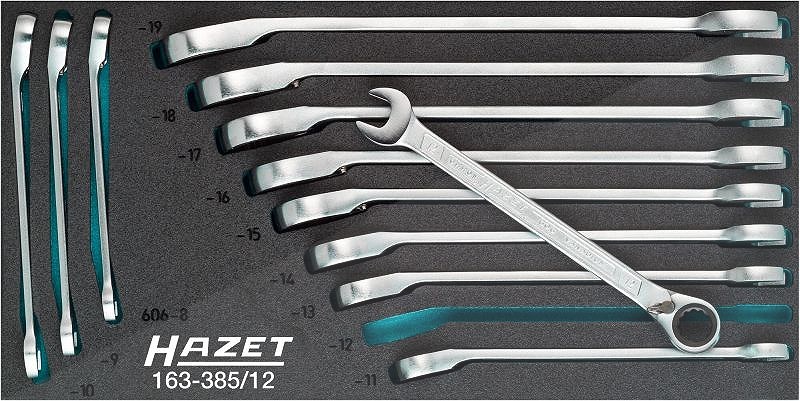 Hazet Ratschen Ring-Maulschlüssel Satz 12-tlg. SW 8 - 19mm [Hersteller-Nr. 163-385/12]