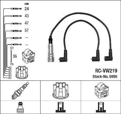 Ngk Zündleitungssatz [Hersteller-Nr. 0950] für VW
