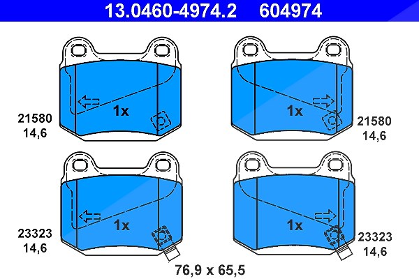 Ate Bremsbelagsatz, Scheibenbremse [Hersteller-Nr. 13.0460-4974.2] für Mitsubishi, Subaru, Nissan