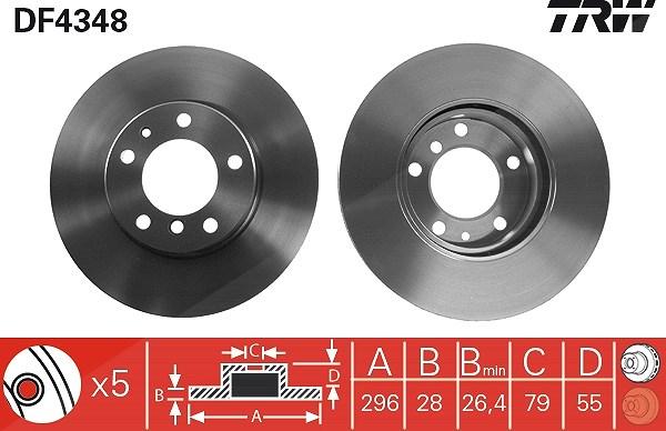 Trw 1x Bremsscheibe [Hersteller-Nr. DF4348] für BMW