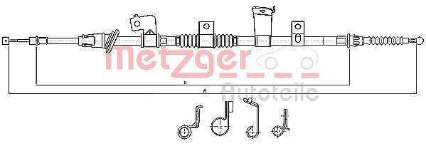 Metzger Autoteile Seilzug, Feststellbremse [Hersteller-Nr. 17.2299] für Citroën, Mitsubishi