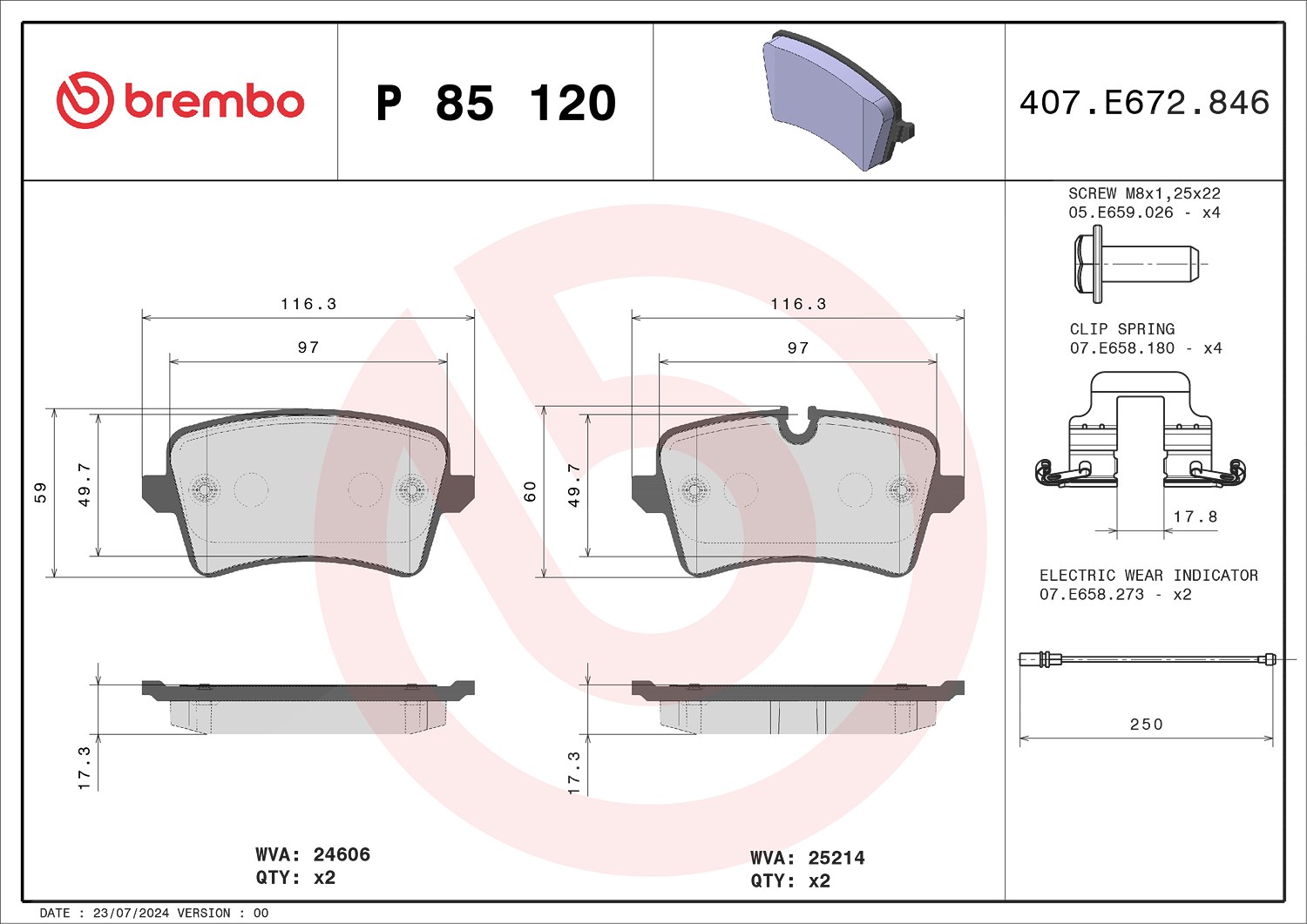 Brembo Bremsbelagsatz, Scheibenbremse [Hersteller-Nr. P85120] für Audi