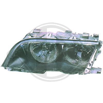 Diederichs Scheinwerfer H7/H7 mit Stellmotor für LWR schwarz [Hersteller-Nr. 1214081] für BMW