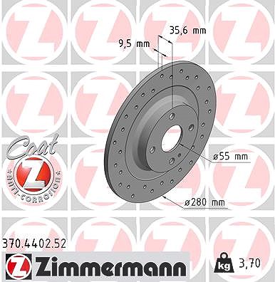 Zimmermann Bremsscheibe [Hersteller-Nr. 370.4402.52] für Abarth, Mazda, Fiat